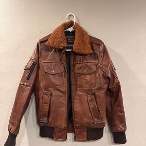 Women's Brown Leather Aviator Jacket